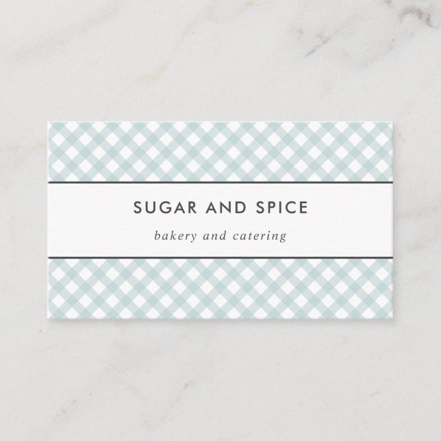 Blue Gingham Business Card (Front)