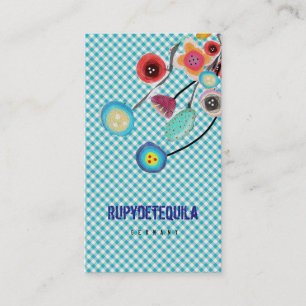 Blue Gingham Business Card