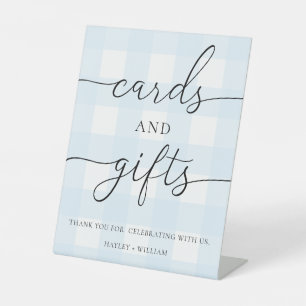 Blue Gingham Cards and Gifts Pedestal Sign