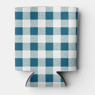 blue gingham check pattern can cooler