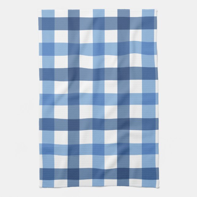 Blue Gingham Check Tea Towels (Vertical)