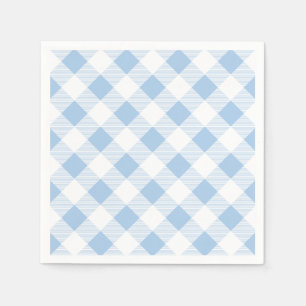 Blue Gingham Chequered Pattern Paper Napkin