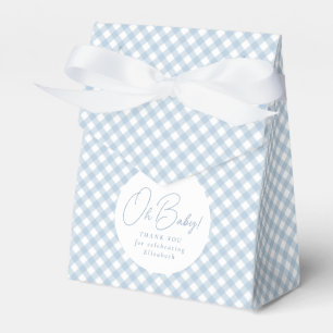 Blue gingham classic cute simple baby boy shower favour box