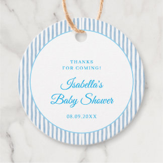 Blue Gingham Classic Elegant Baby Shower Favour Tags
