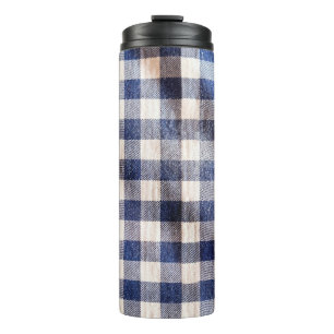 blue gingham cloth closeup, shirts fabric texture  thermal tumbler