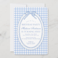 Blue Gingham Coquette Bow Birthday Party
