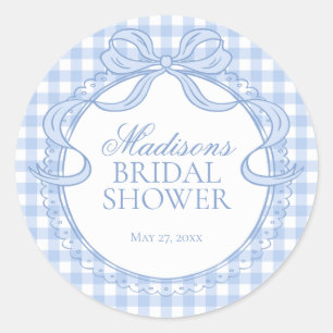 Blue Gingham Coquette Bow Bridal Shower Seal