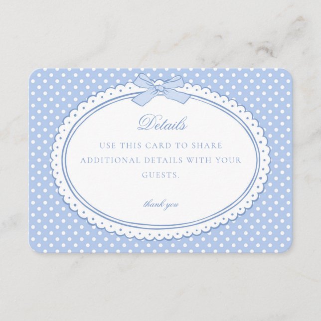 Blue Gingham Coquette Bow Details Card (Front)
