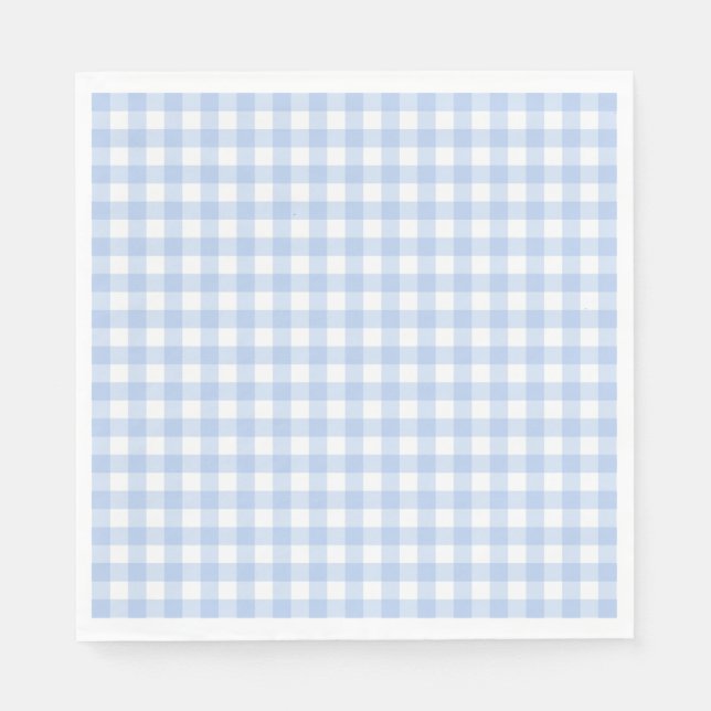 Blue Gingham Coquette Bow Party Dessert Napkin (Front)