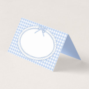 Blue Gingham Coquette Bow Place Card Table Decor