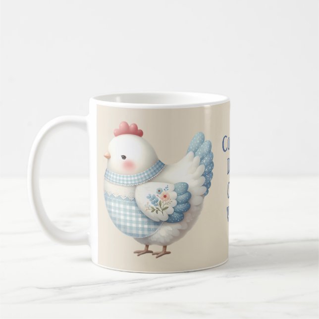 Blue Gingham Cottage Hen Cozy Ways Coffee Mug (Left)