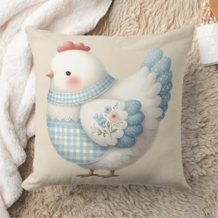 Blue Gingham Cottage Hen Cushion
