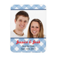 Blue gingham country rustic wedding save the date