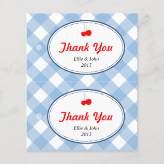 Blue gingham diy wedding gift bag hang tag flyer