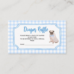 Blue Gingham Dog Boy Baby Shower Diaper Raffle Enclosure Card