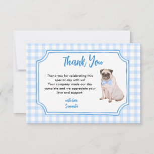 Blue Gingham Dog Boy Baby Shower Thank You Card