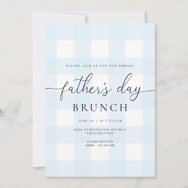 Blue Gingham Father's Day Invitation (Front)