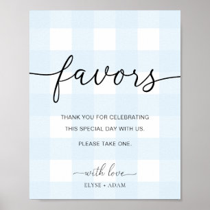 Blue Gingham Favours Sign