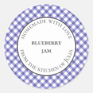 Blue gingham food jar labels for homemade gifts