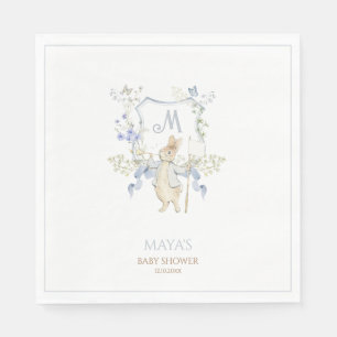 Blue Gingham Gender Peter the Rabbit Baby Shower  Napkin