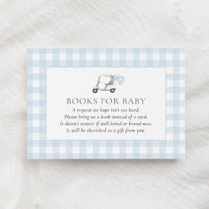 Blue Gingham Golf Baby Shower Books for Baby Enclosure Card
