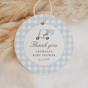 Blue Gingham Golf Baby Shower Favour Tags