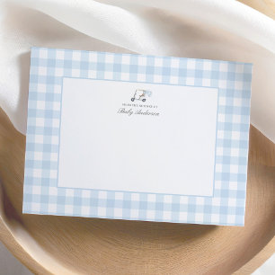 Blue Gingham Golf Baby Shower Thank You Card