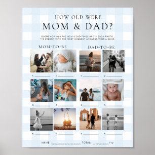 Blue Gingham How Old Were Mum and Dad Photo Game Poster