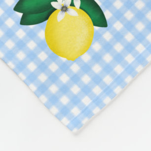 Blue Gingham Lemon Blossom Fleece Blanket