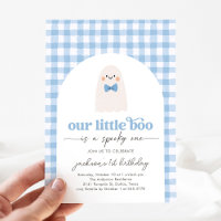 Blue Gingham Little Boo Ghost 1st Birthday