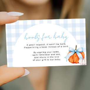 Blue gingham little pumpkin books for baby enclosure card