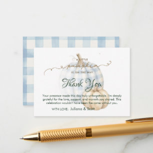 Blue Gingham Little Pumpkin Boy Book for Baby Enclosure Card