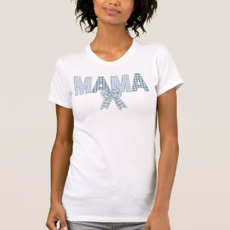Blue Gingham MAMA with bow T-shirt