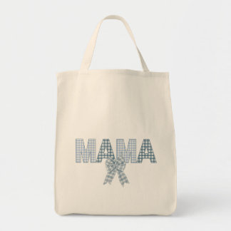 Blue Gingham MAMA with bow Tote Bag