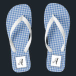 Blue Gingham Monogram Jandals<br><div class="desc">Adorable blue gingham with space for your initial</div>