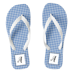 Blue Gingham Monogram Jandals