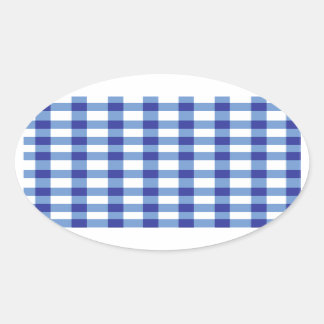 Blue Gingham Oval Sticker