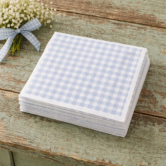 Blue Gingham Paper Napkins