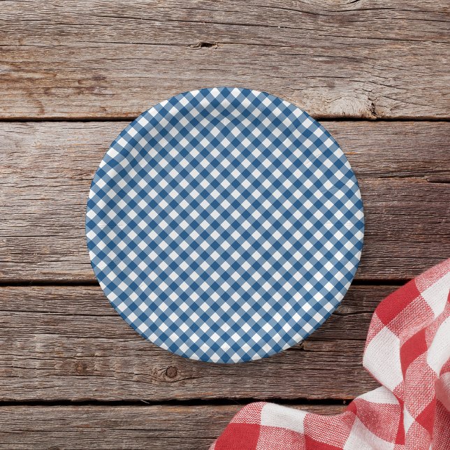 Blue Gingham Paper Plate (Creator Uploaded)