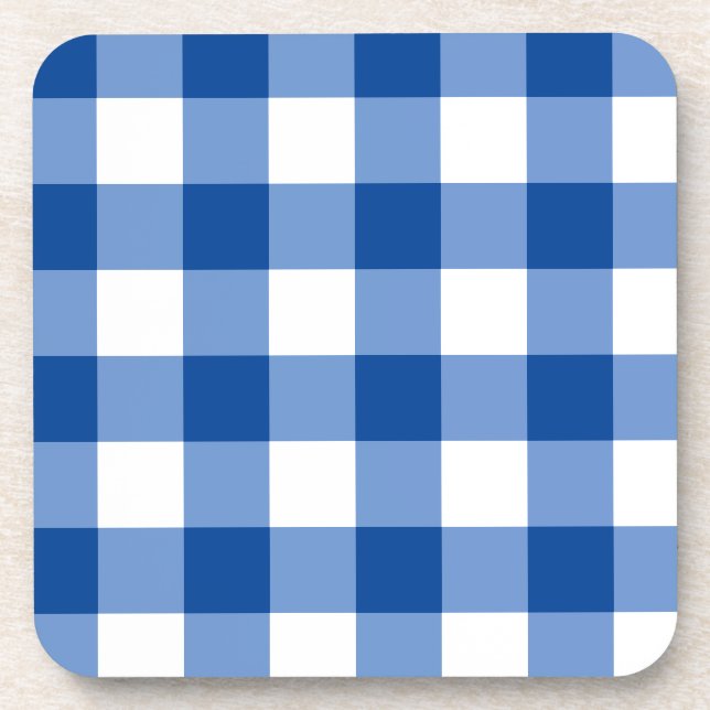 Blue gingham pattern coaster (Front)