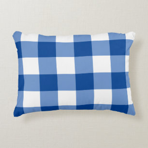 Blue gingham pattern decorative cushion