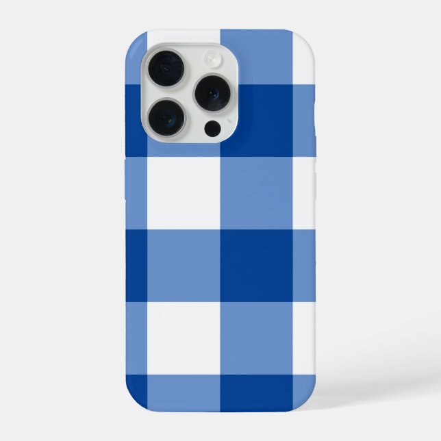 Blue gingham pattern iPhone case (Back)