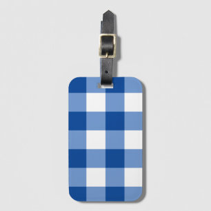 Blue gingham pattern luggage tag