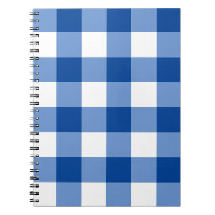 Blue gingham pattern notebook