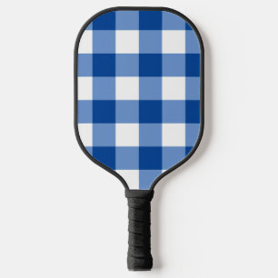 Blue gingham pattern pickleball paddle