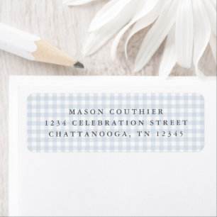 Blue Gingham Pattern Return Address