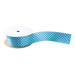 Blue Gingham Pattern Satin Ribbon