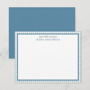 Blue Gingham Personalised Note Cards