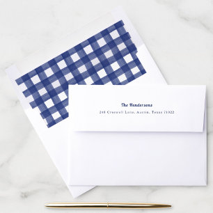 Blue Gingham Personalised Return Address Envelope
