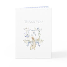 Blue Gingham Peter the Rabbit Baby Showe Thank You